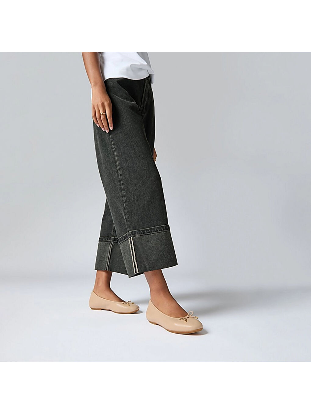 Bej Kadın Babet HX8-288/A69/B41 DELICATO BOW SOFT LEATHER BALLET FLATS-1