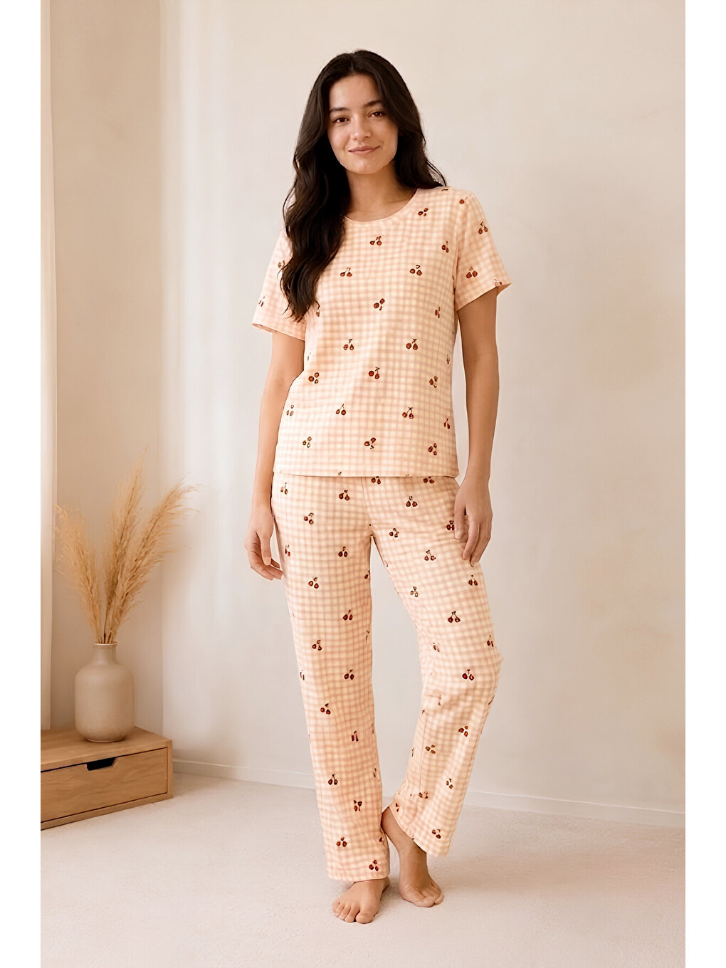 Pembe Kız Çocuk Pamuklu Milan Kumaş Pijama Takımı 7-16 Yaş 12699HC