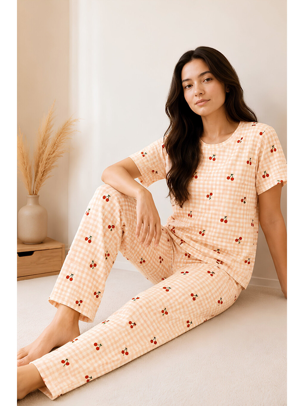 Pembe Kız Çocuk Pamuklu Milan Kumaş Pijama Takımı 7-16 Yaş 12699HC-1