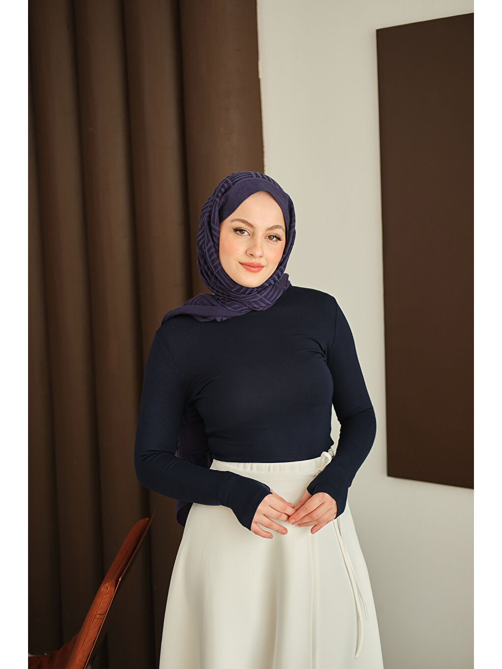 Kadın Parmak Geçirmeli Body Lacivert-3