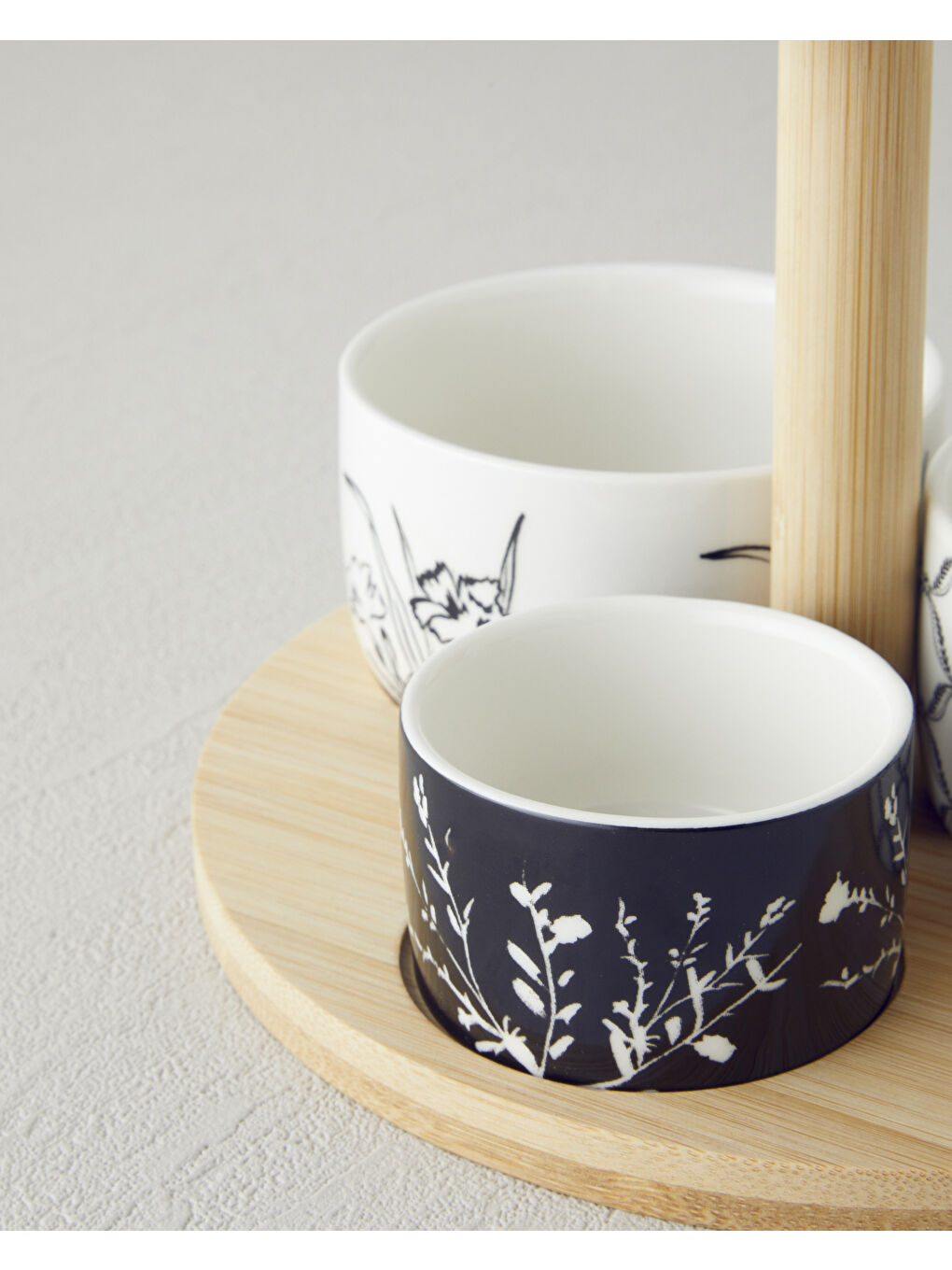 Floral Dreams Stoneware 4 Parça Sunumluk 20 cm Siyah - Beyaz-2
