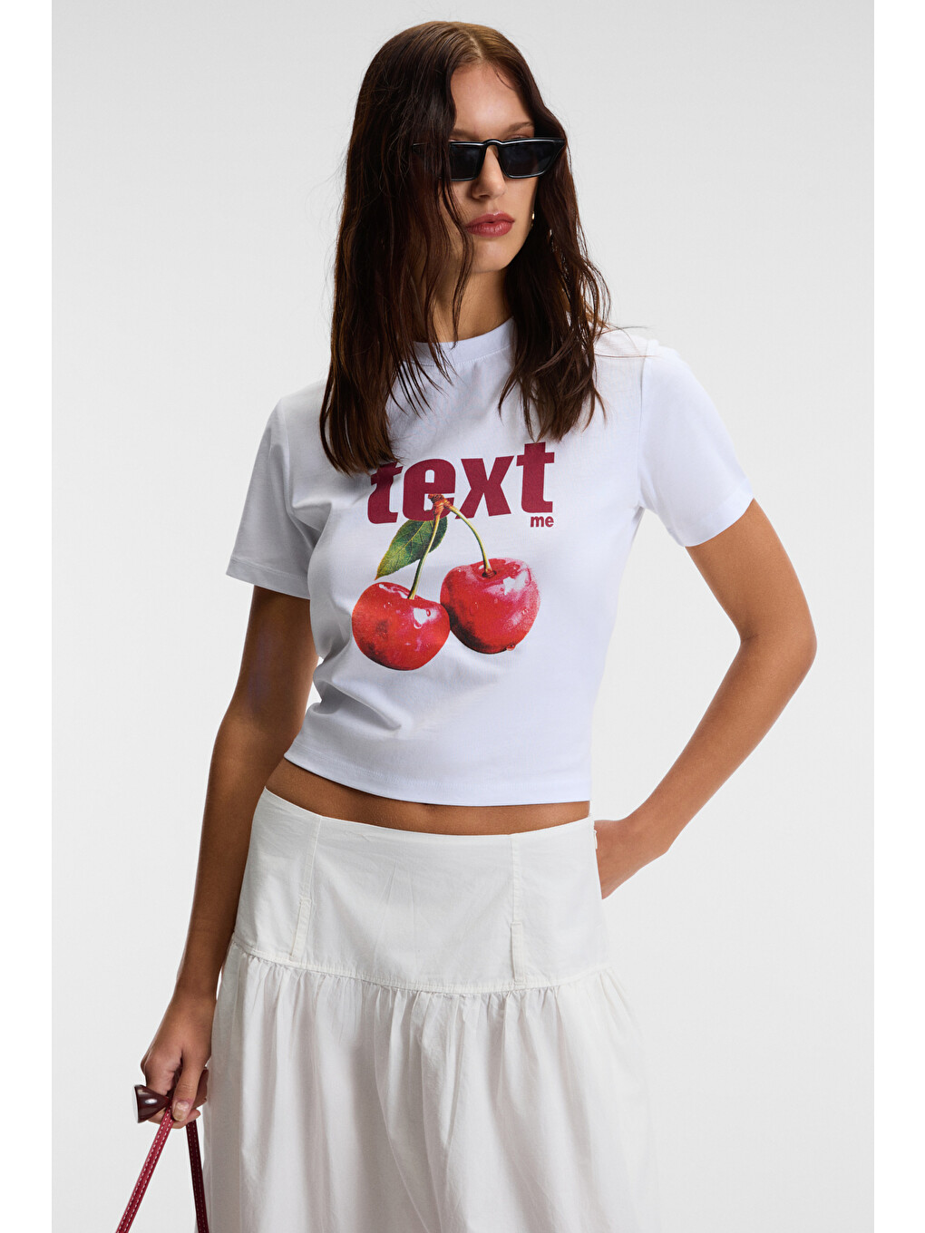 Elvera Kadın %100 Pamuk Comfort Fit Baskılı Kısa Kollu Yuvarlak Yaka Beyaz T-shirt-2