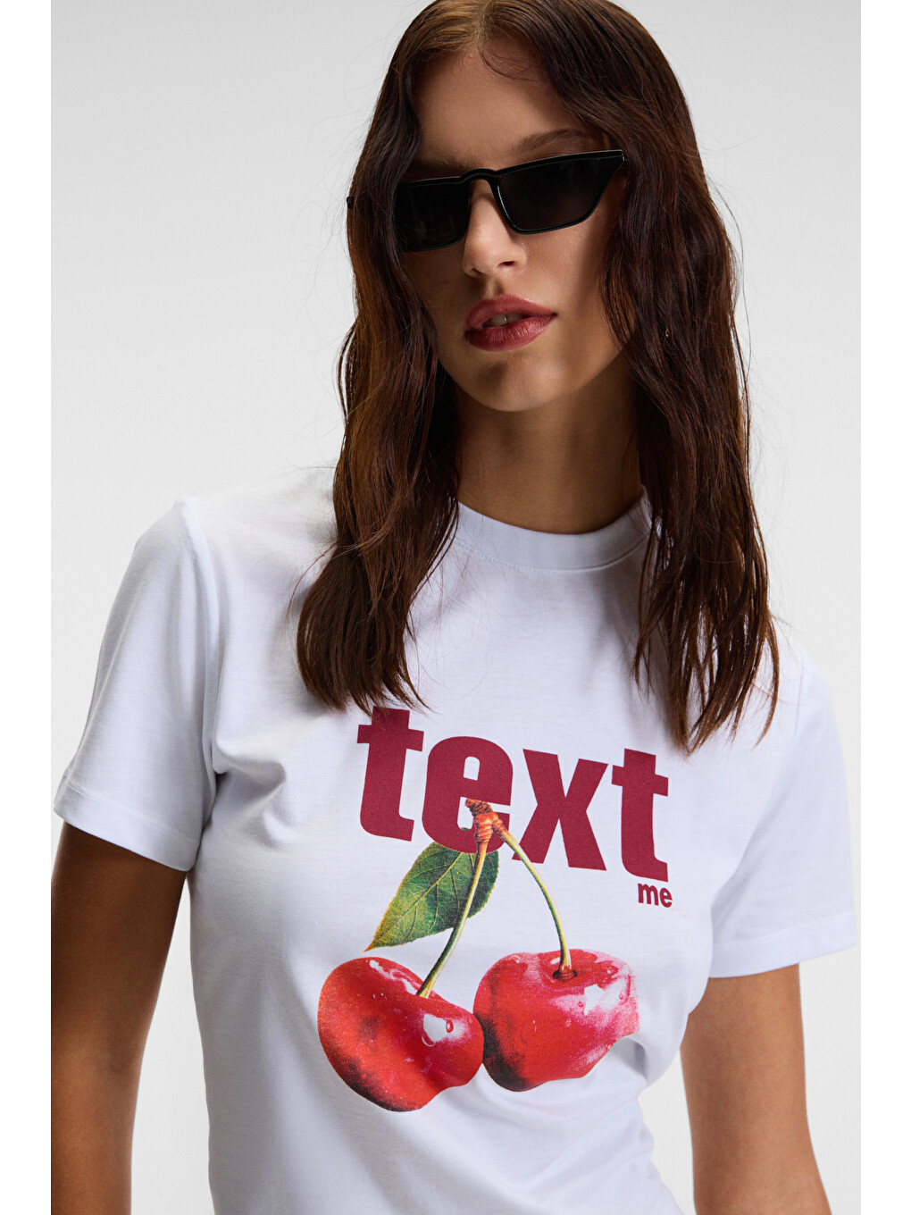 Elvera Kadın %100 Pamuk Comfort Fit Baskılı Kısa Kollu Yuvarlak Yaka Beyaz T-shirt-3