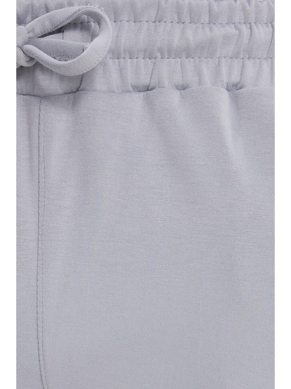 Erkek Slim Fit Dar Kesim Beli Bağcıklı 3 Cepli Geniş Paça Gri Eşofman Altı-5