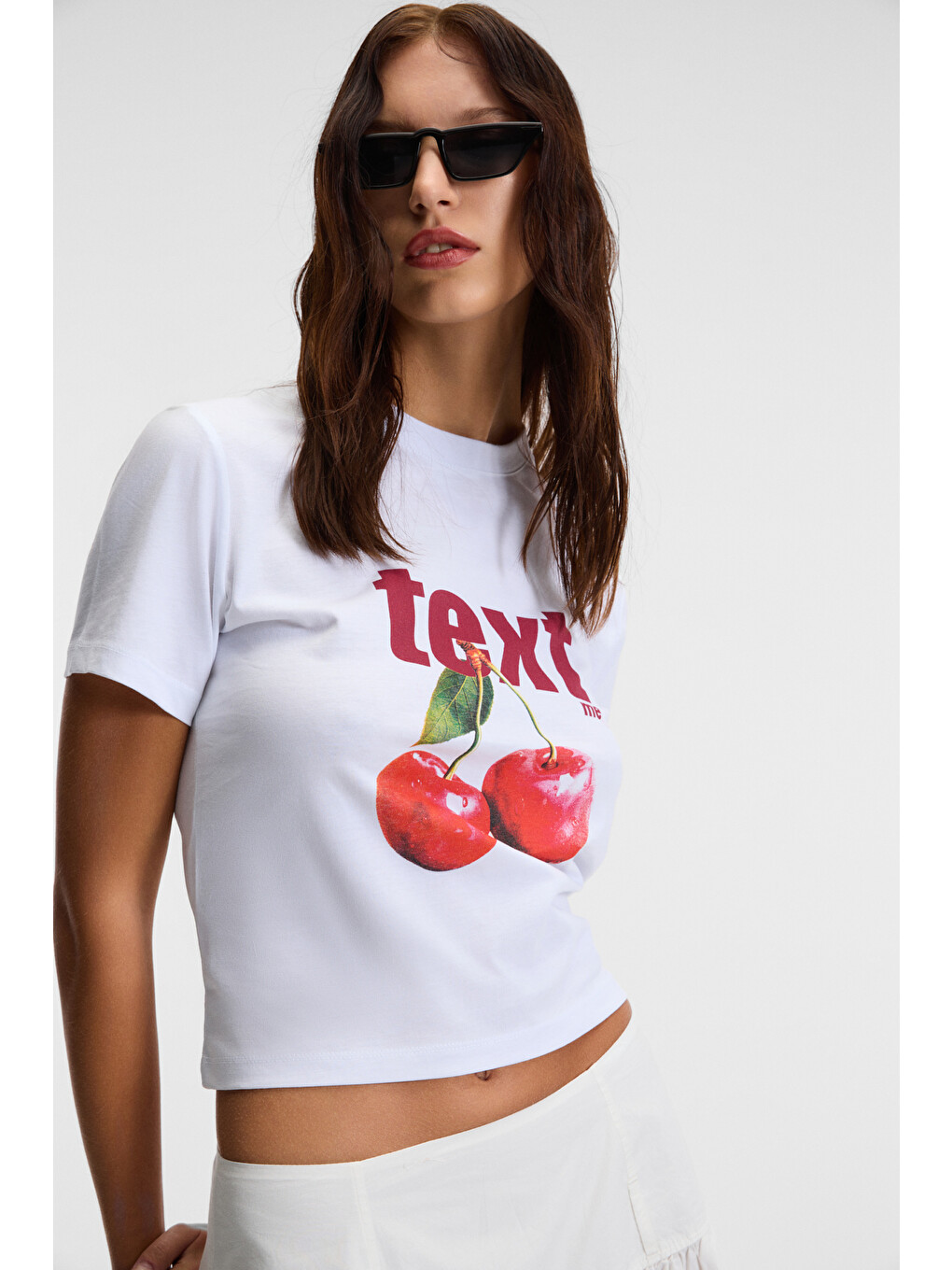 Elvera Kadın %100 Pamuk Comfort Fit Baskılı Kısa Kollu Yuvarlak Yaka Beyaz T-shirt-4
