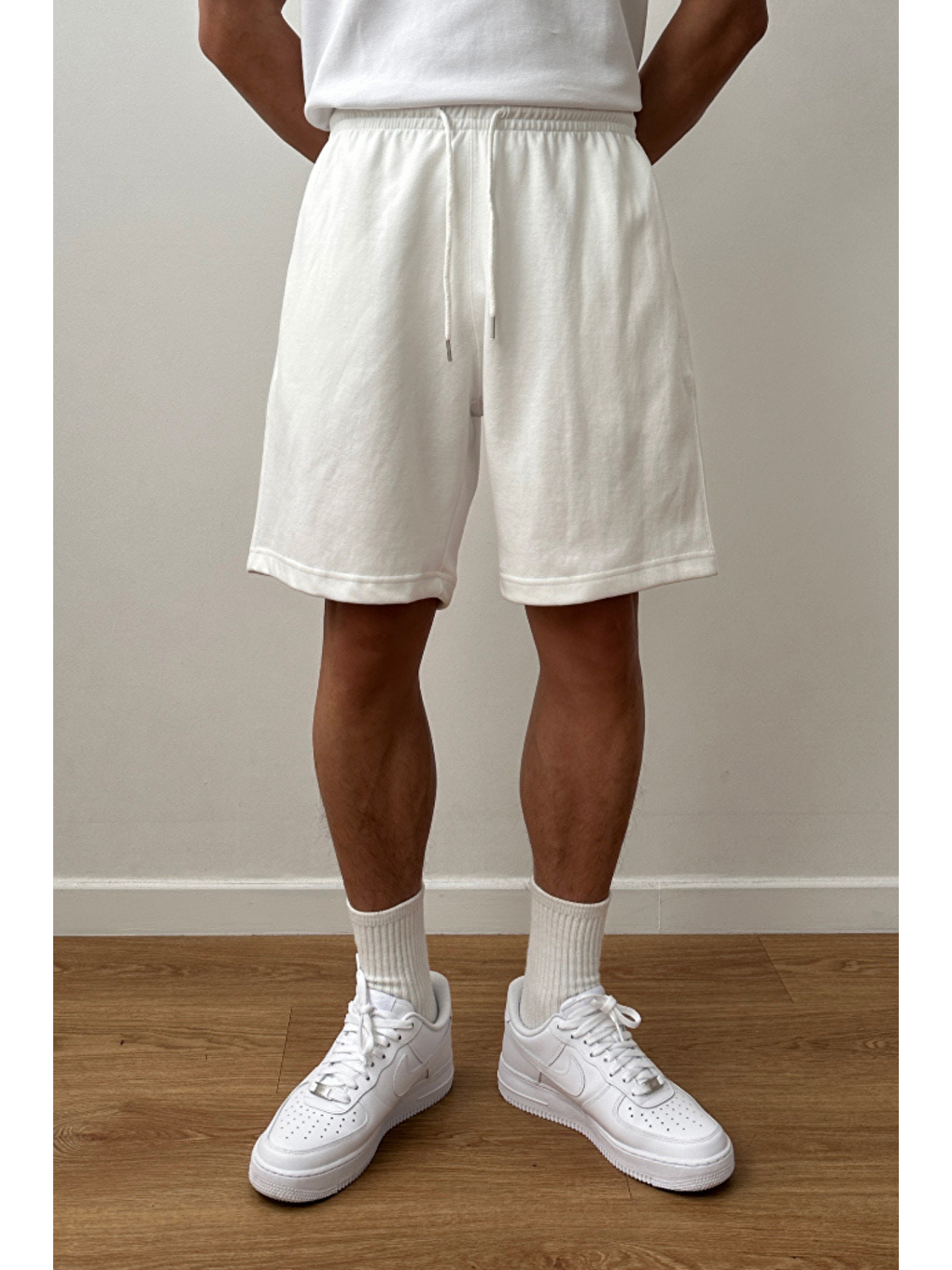 Erkek Comfort Fit Beyaz %100 Pamuk Şort   Bermuda-1