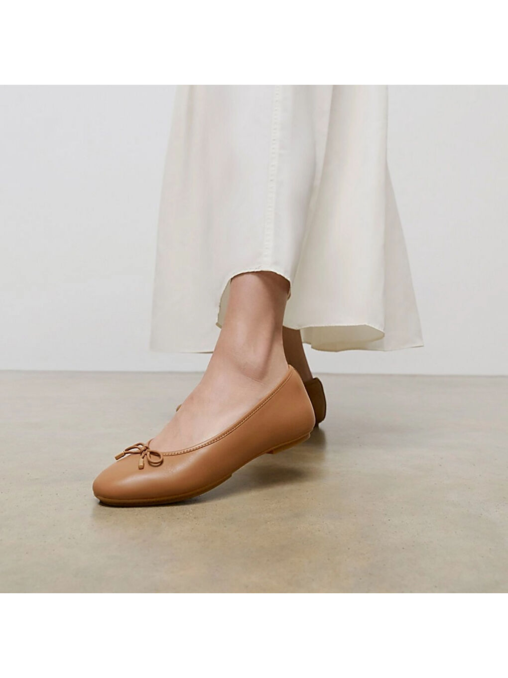 Kahverengi Kadın Babet HX8-288/A69/B41 DELICATO BOW SOFT LEATHER BALLET FLATS-1