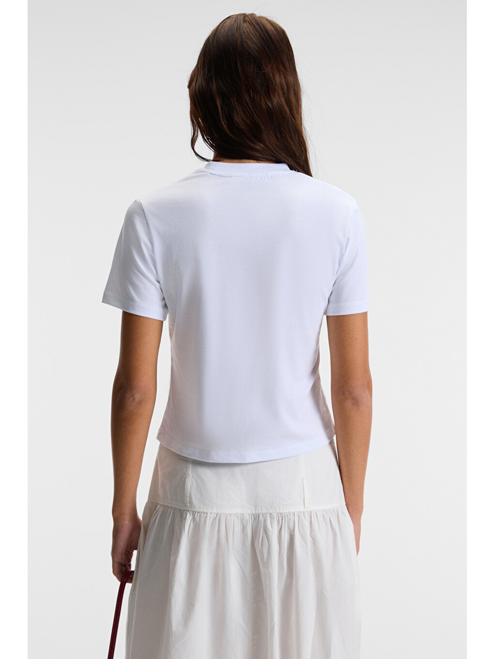 Elvera Kadın %100 Pamuk Comfort Fit Baskılı Kısa Kollu Yuvarlak Yaka Beyaz T-shirt-5
