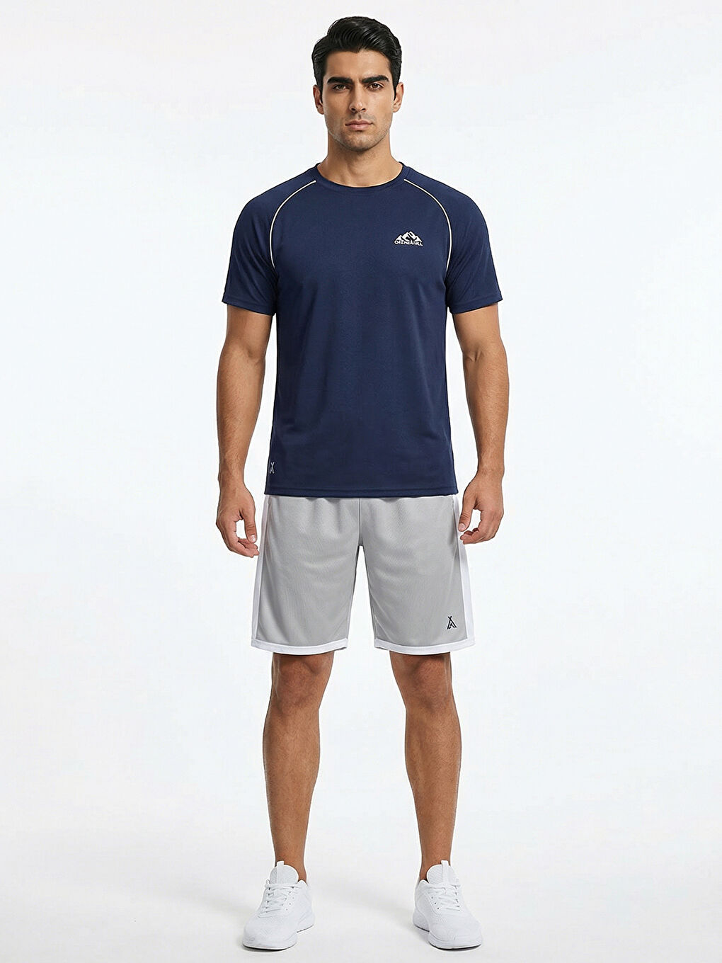 Lacivert ORENDAHILL Erkek Spor Tişört Hızlı Kuruyan Esnek Regular Fit Reglan Biyeli Activewear-1