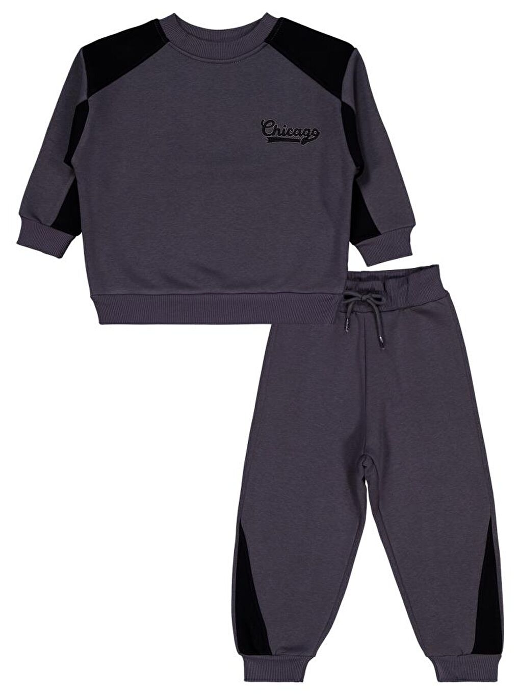 Antrasit Boys Chıcago Nakışlı 2-5 Yaş Eşofman Takımı - Gri 3-4 Yaş