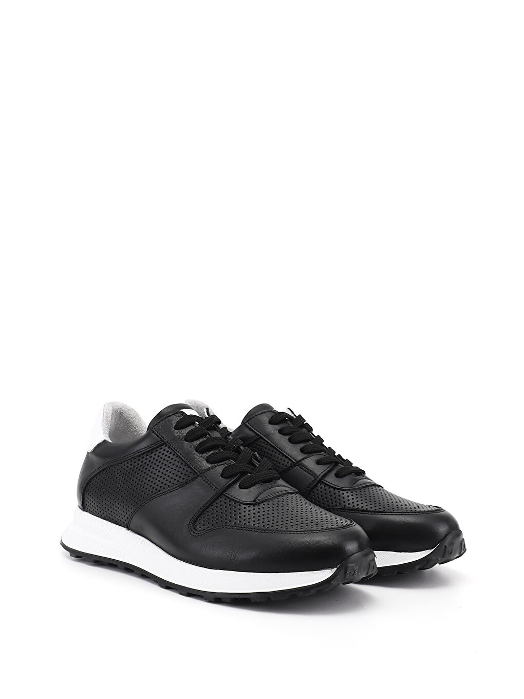 Siyah Erkek SİYAH Bağcıklı Hakiki Deri Comfort Sneaker-1