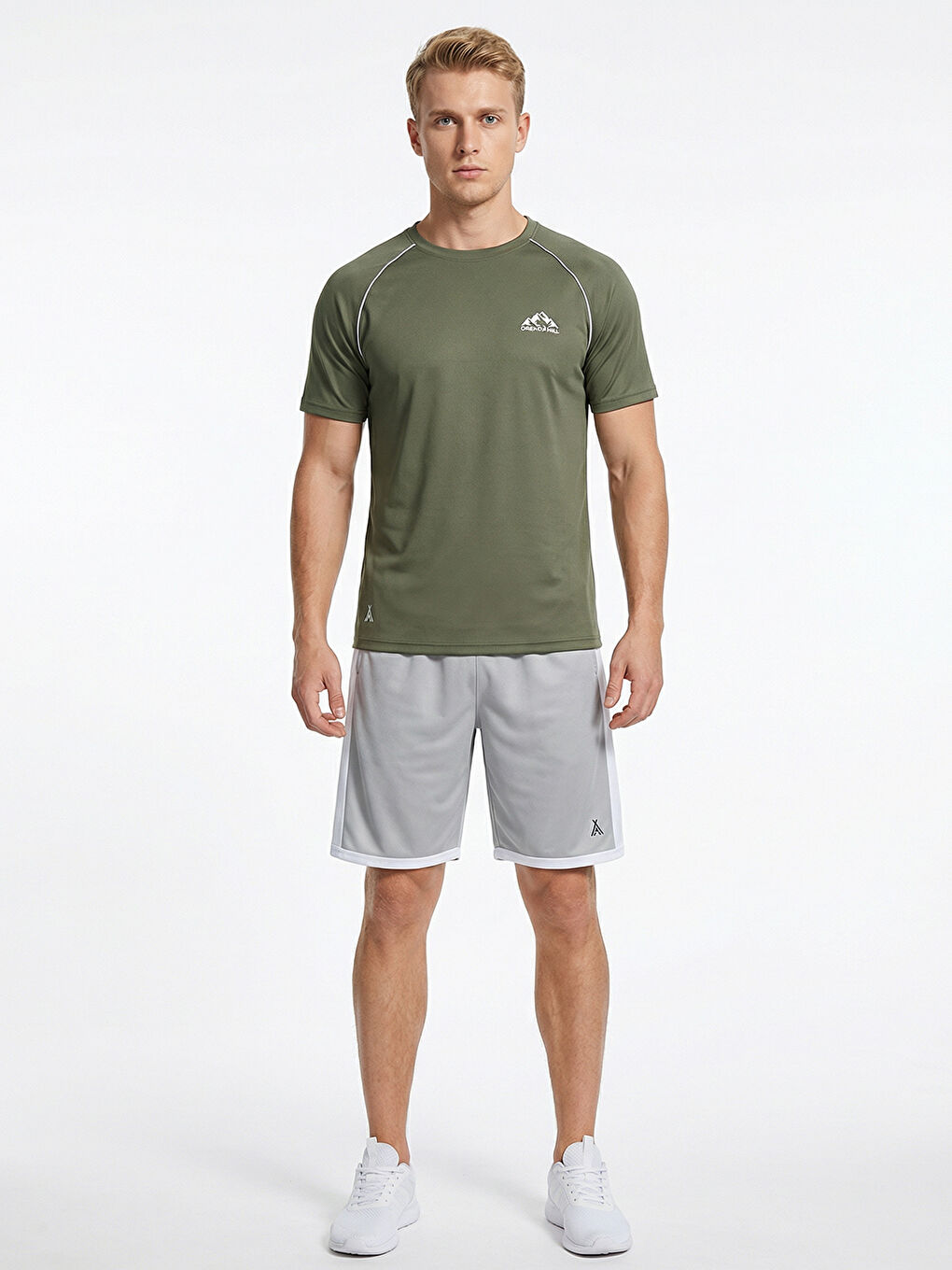 Haki ORENDAHILL Erkek Spor Tişört Hızlı Kuruyan Esnek Regular Fit Reglan Biyeli Activewear-1