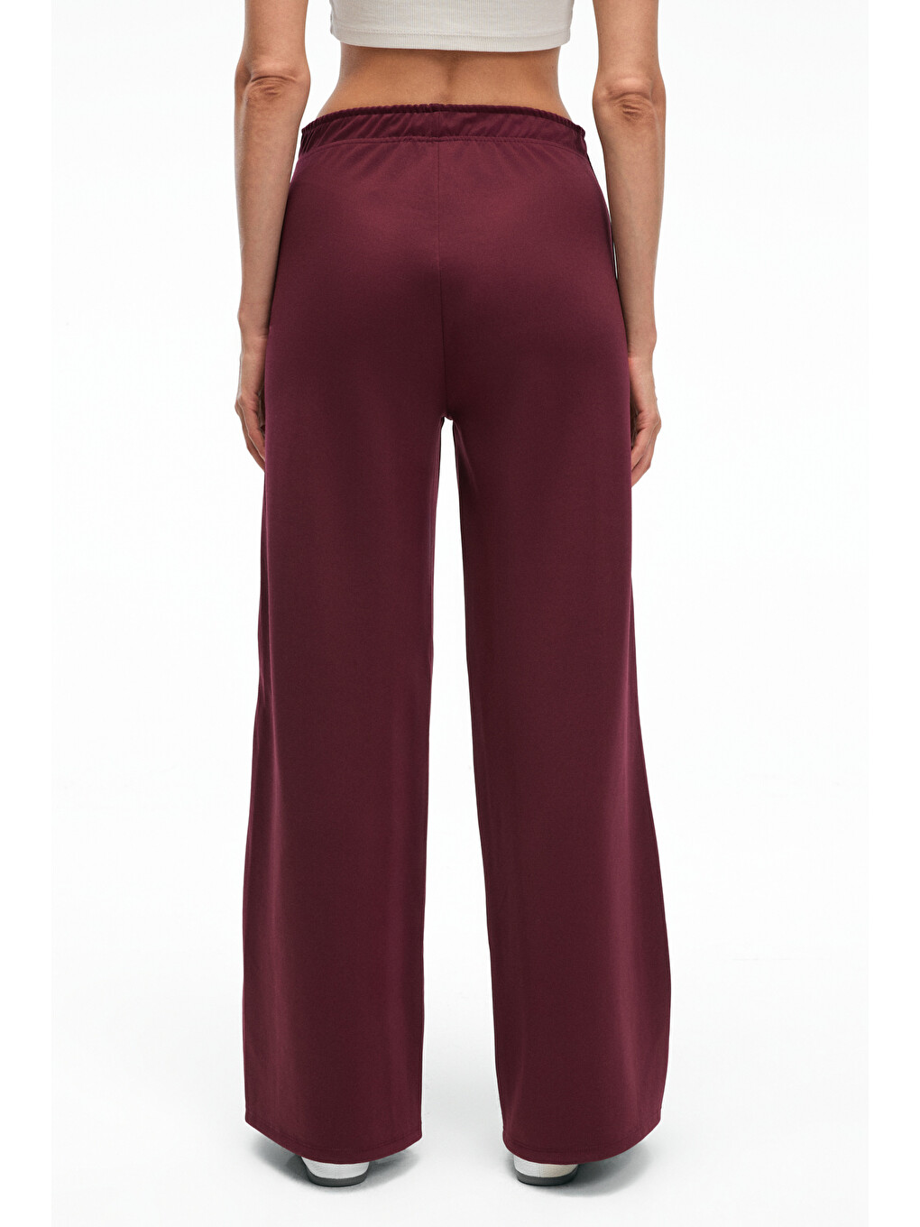 Bordo FINYARA Kadın Oversize Çift Cep Nakış ve Yan Şerit Detaylı BORDO Eşofman Altı-4