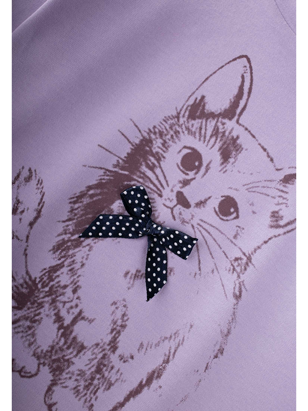 Kedi Baskılı Pijama Takım 2-8 Yaş Lila-2