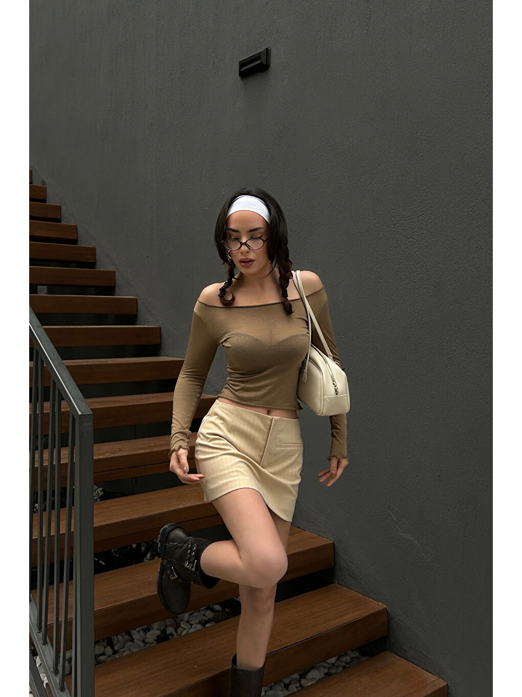 Kahverengi Kadın Camel Sonsuz Kumaş Bluz 1017-0160-2