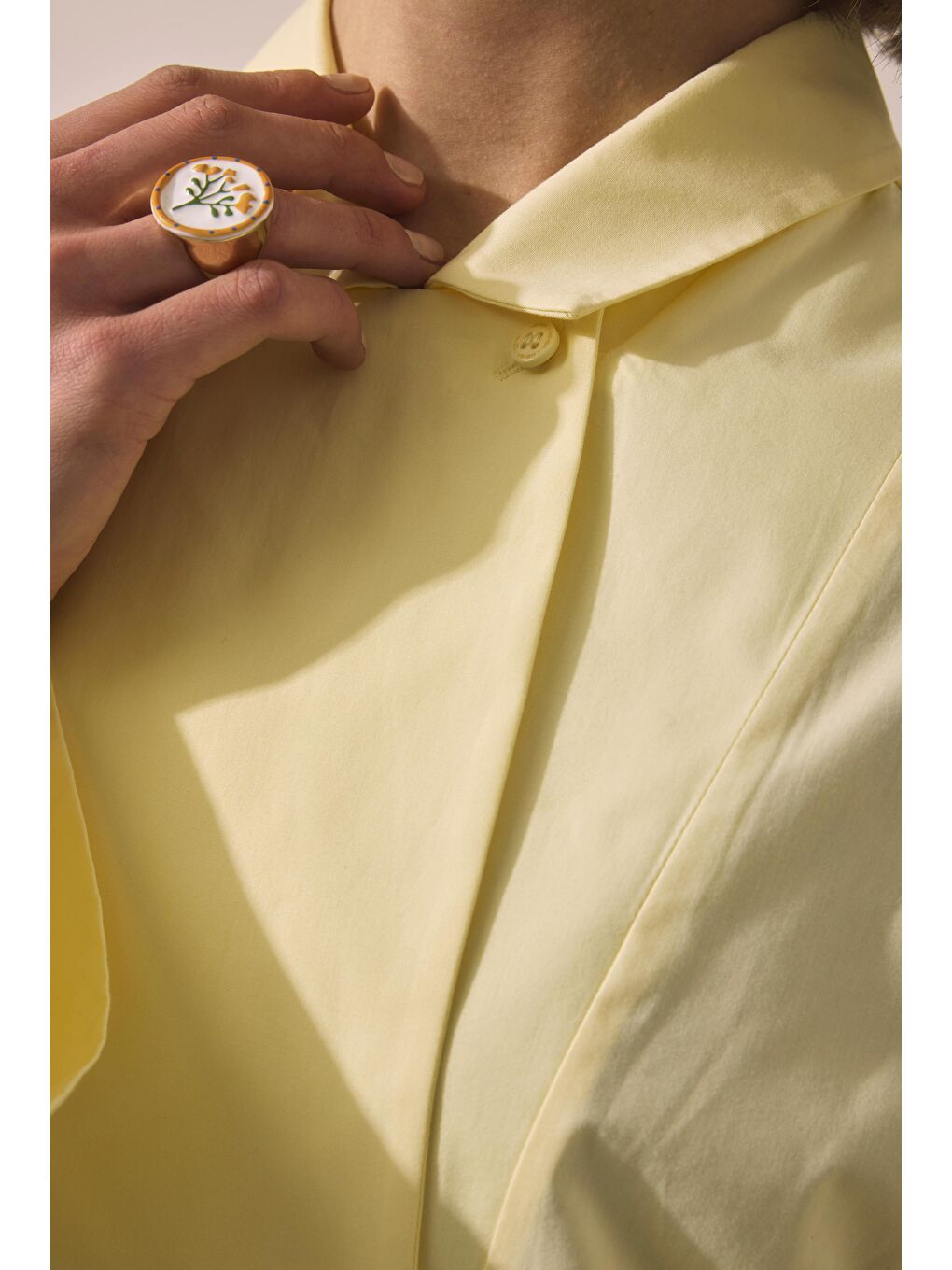 Kruvaze Yaka Tunik Soft Sarı-4