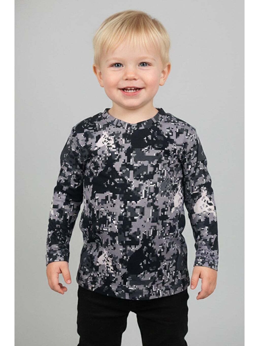 Erkek Çocuk %100 Pamuk Metrajlı Uzun Kollu Tişört - Siyah(3-4 Yaş 8-9 Yaş)