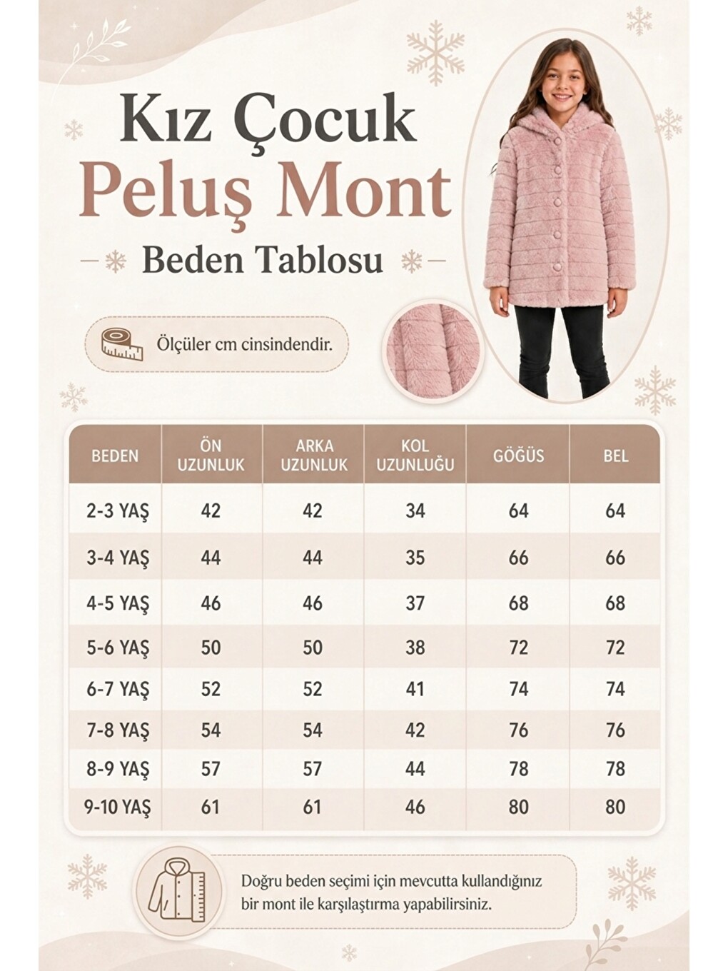 Pembe Kız Çocuk Kışlık Kapüşonlu Düğmeli Astarlı Yatay Çizgili Pelüş Mont Ak4518-4