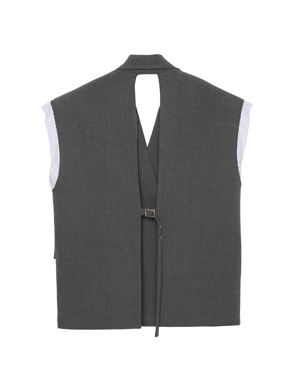 Garni Detaylı Sırt Dekolteli Yelek Koyu Gri-1