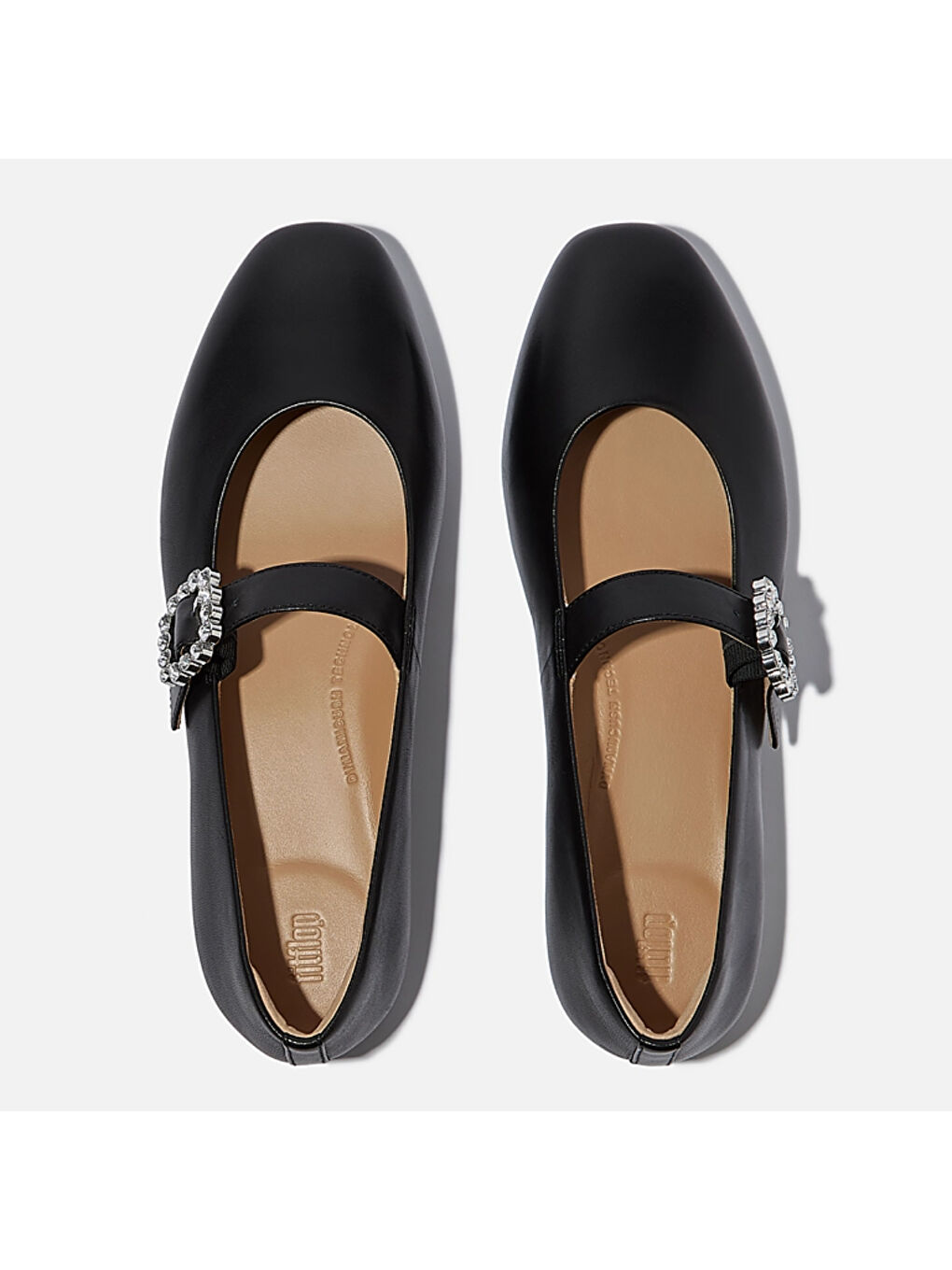 Siyah Kadın Babet E3J-B41/001 DELICATO CRYSTAL-BUCKLE LEATHER MARY JANES-3