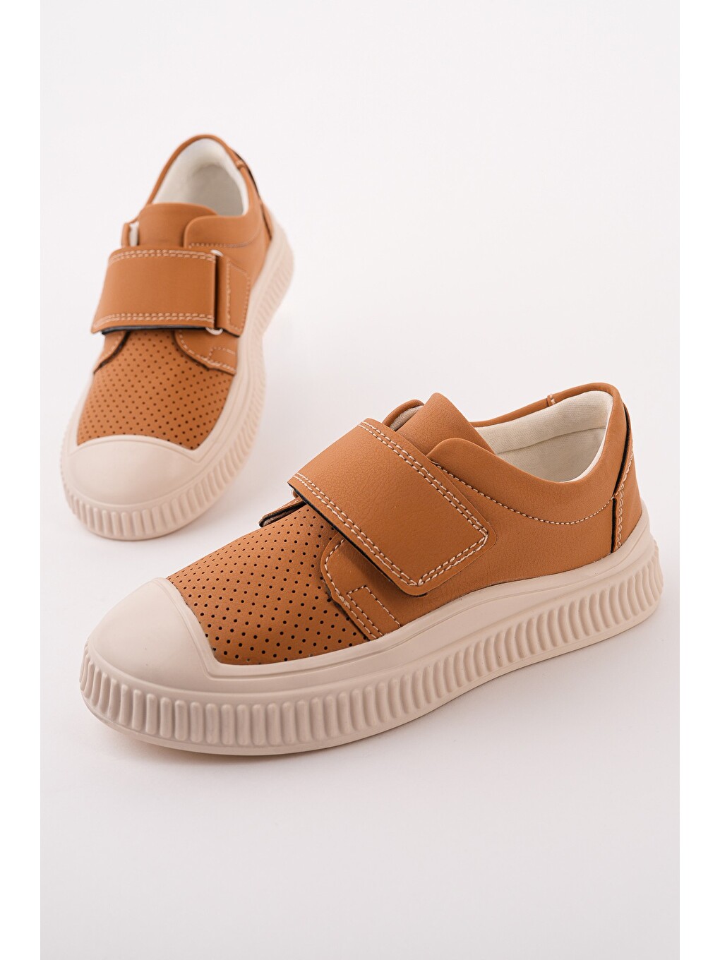Kahverengi RONY Cırtlı Delikli Günlük Nefes Alabilen Unisex Çocuk Sneaker Spor Ayakkabı-1