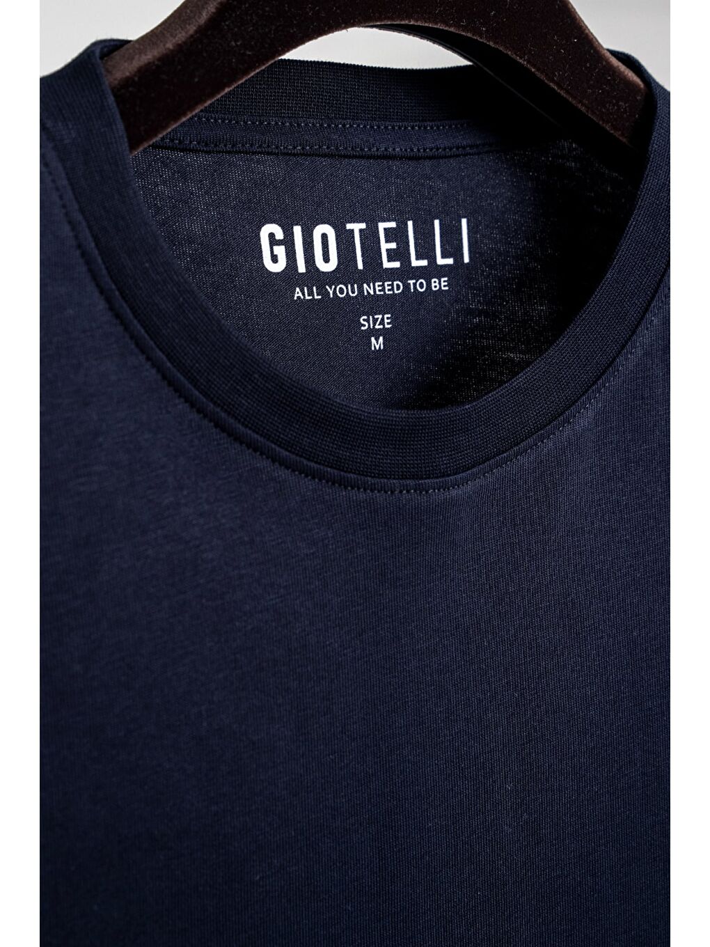 Giotelli Erkek Lacivert Normal Kesim Regular Fit Dokuma Bisiklet Yaka Tişört-2