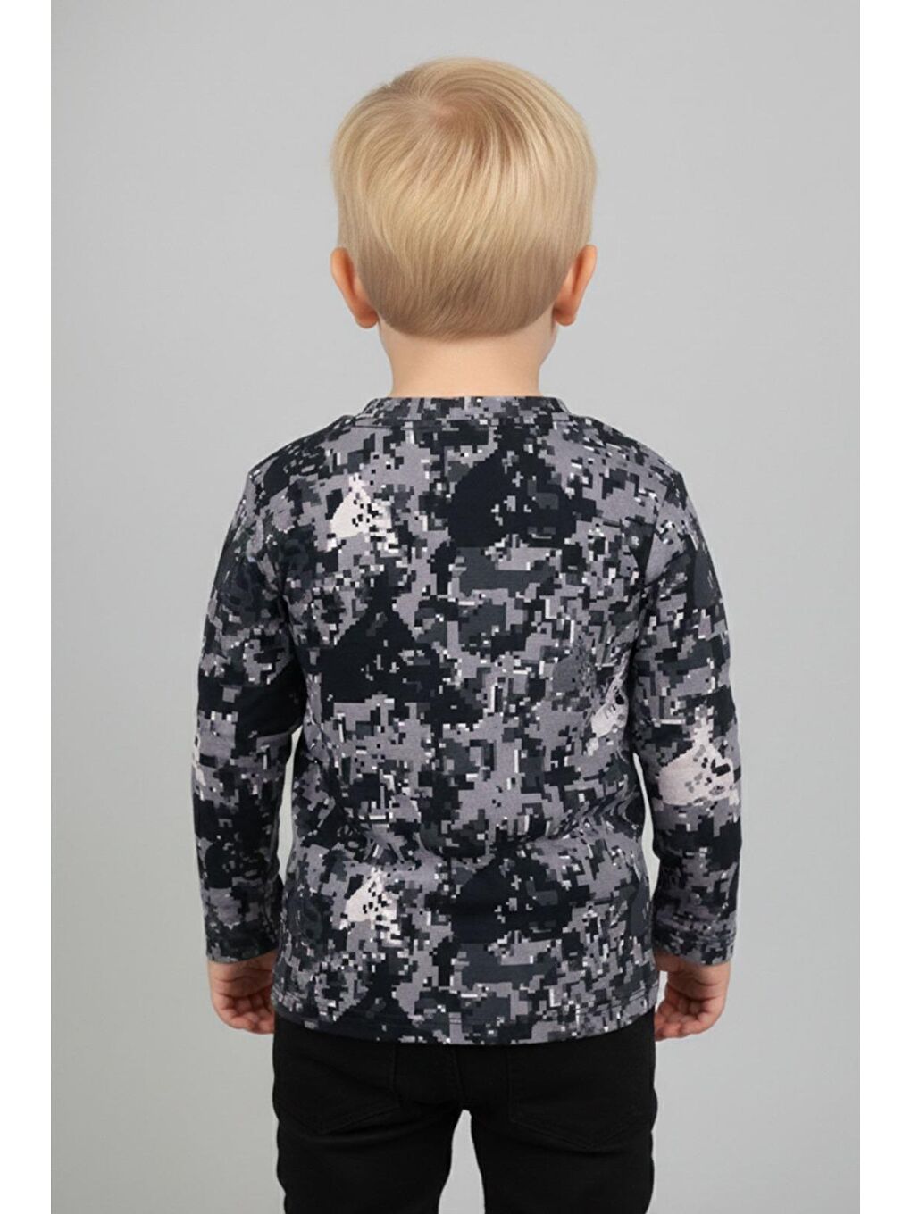 Erkek Çocuk %100 Pamuk Metrajlı Uzun Kollu Tişört - Siyah(3-4 Yaş 8-9 Yaş)-2