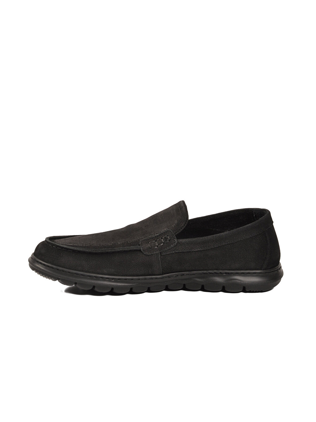 Siyah Nubuk Hakiki Deri Anatomik Hafızalı Rahat Taban Erkek Casual Ayakkabı Loafer M732-1