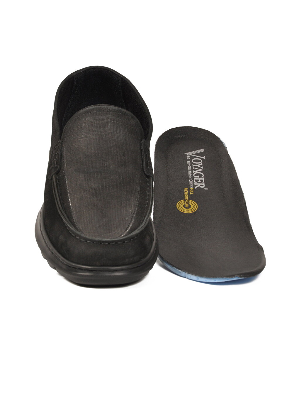 Siyah Nubuk Hakiki Deri Anatomik Hafızalı Rahat Taban Erkek Casual Ayakkabı Loafer M732-2