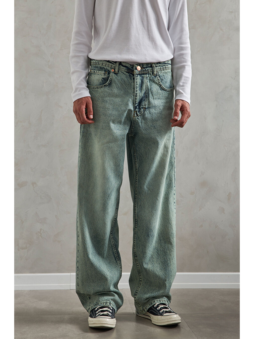 Yeşil Erkek Ekstra Baggy Jean Pantolon