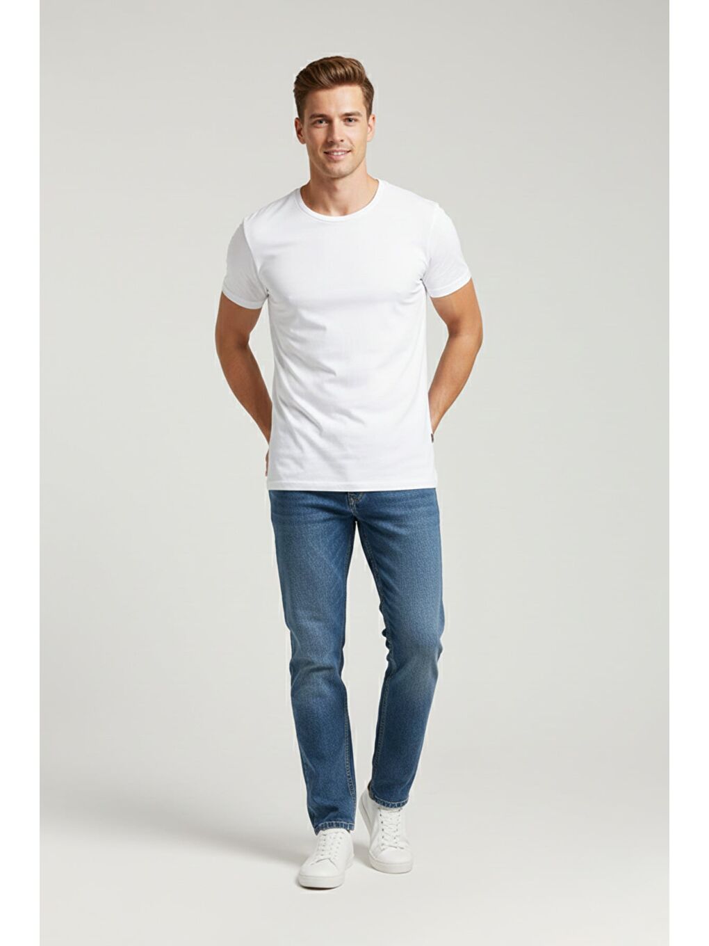 Mavi Fermuarlı Baggy Jean