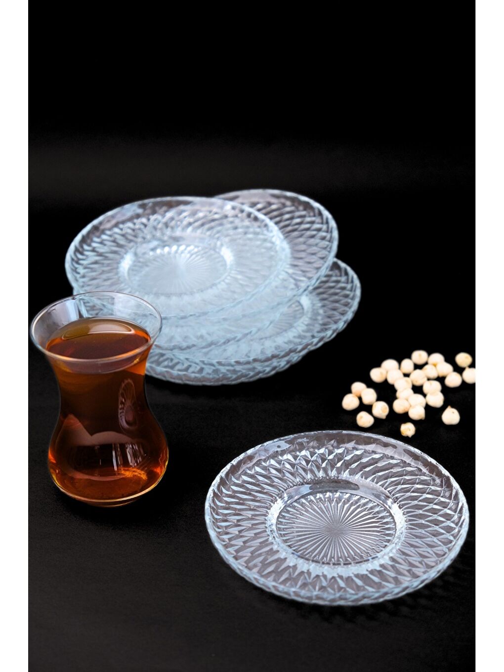 Renksiz Aden Sensu Cam Çay Tabağı 12cm Sade 6 lı 2494