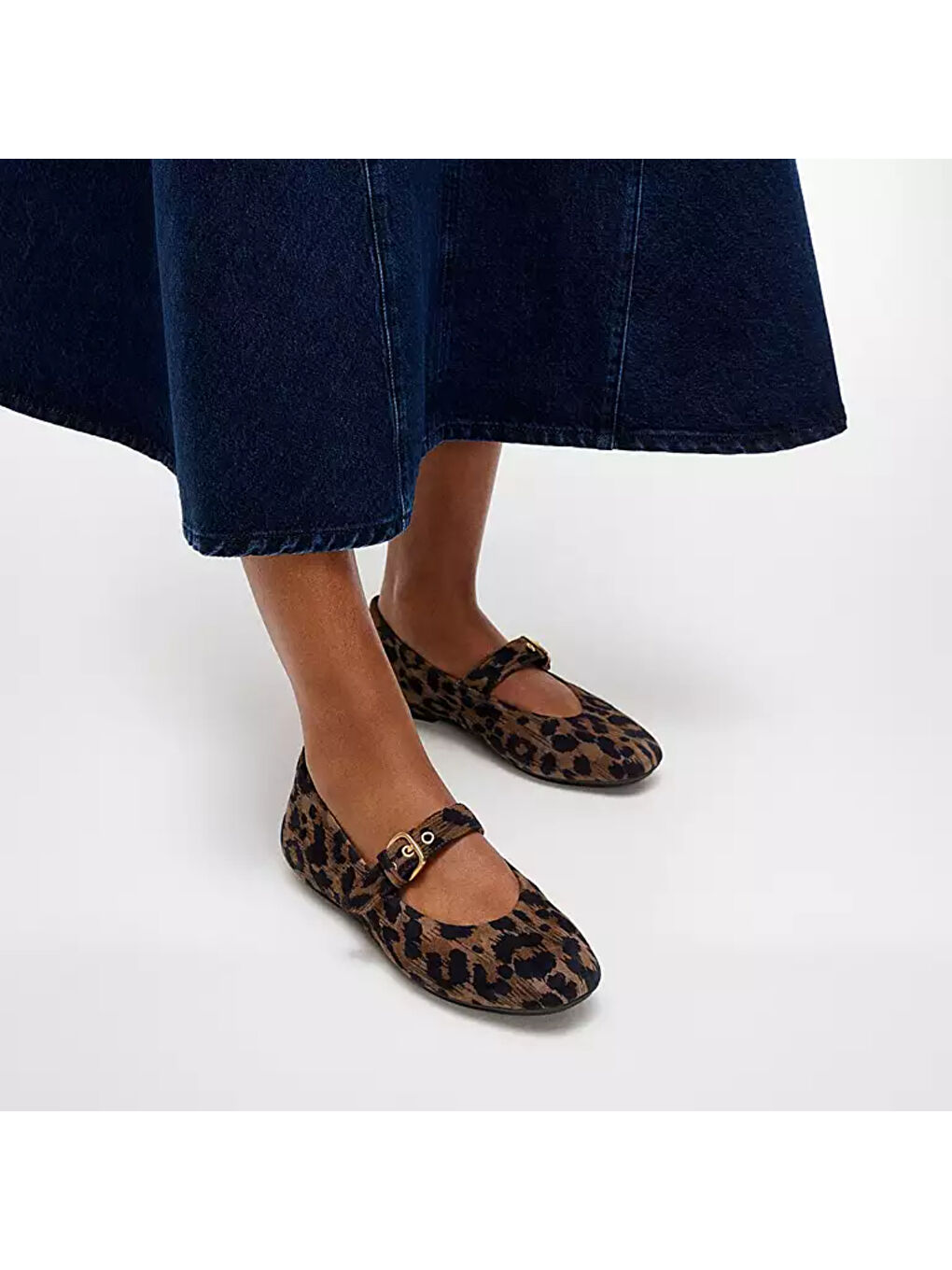 Kahverengi Kadın Babet E3L-D20 DELICATO LEOPARD SUEDE MARY JANES Chocolate Mix-1