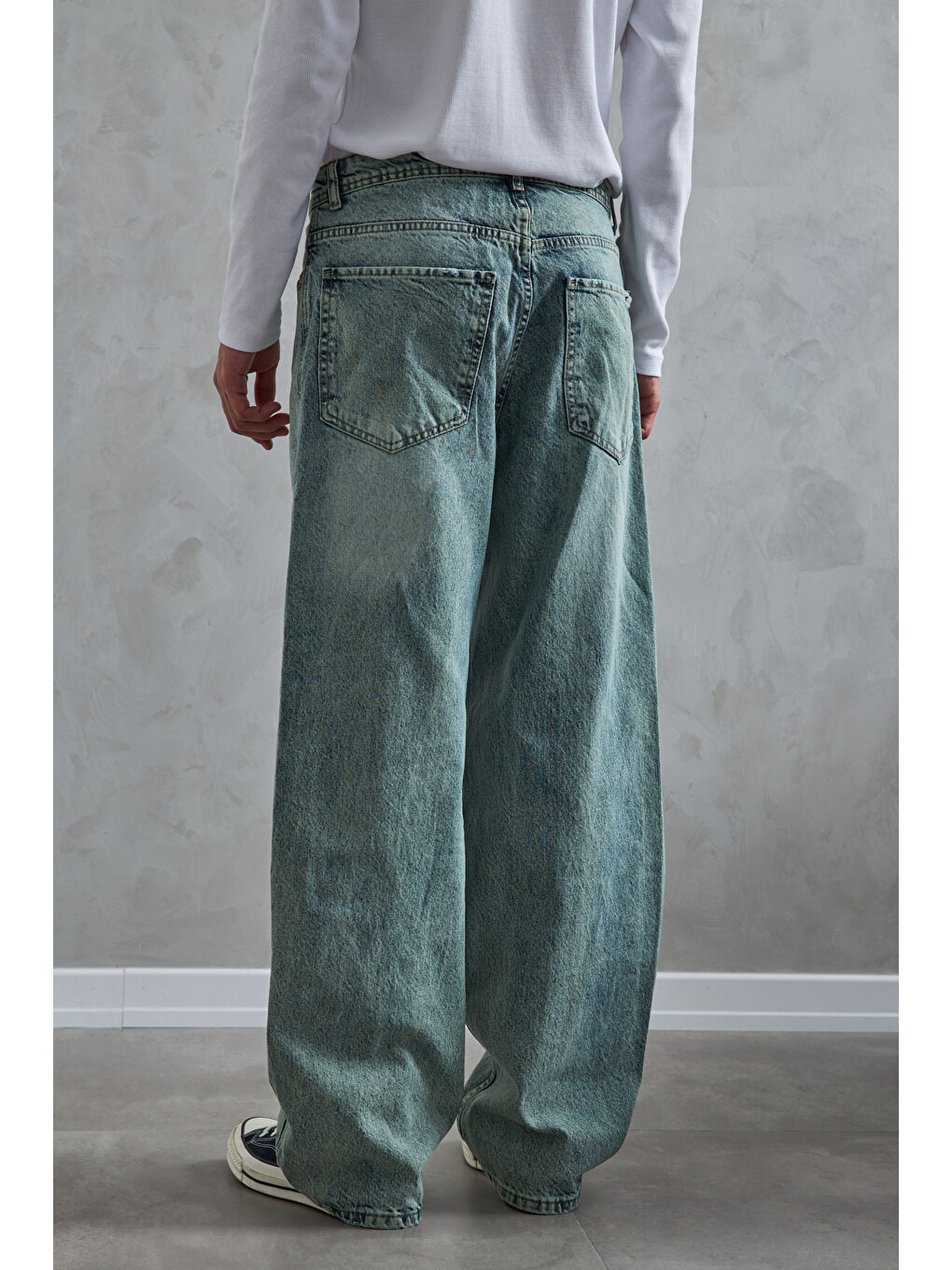 Yeşil Erkek Ekstra Baggy Jean Pantolon-4