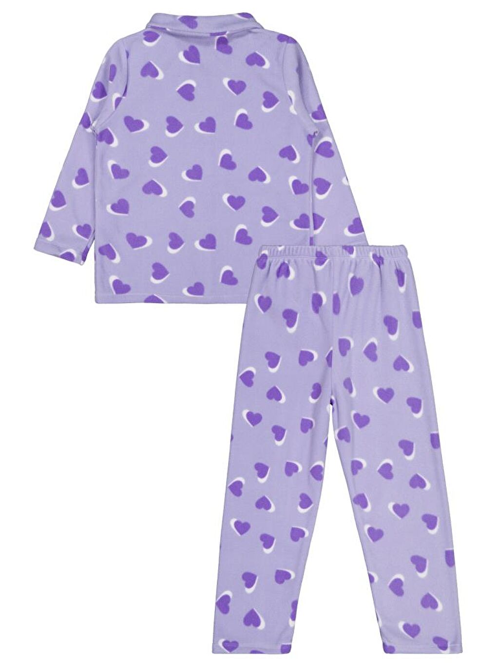 Girls Kalp Desenli 10-13 Yaş Pijama Takımı - Lila 12-13 Yaş-1