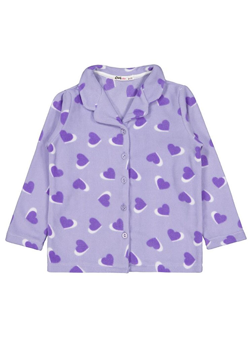 Girls Kalp Desenli 10-13 Yaş Pijama Takımı - Lila 12-13 Yaş-2
