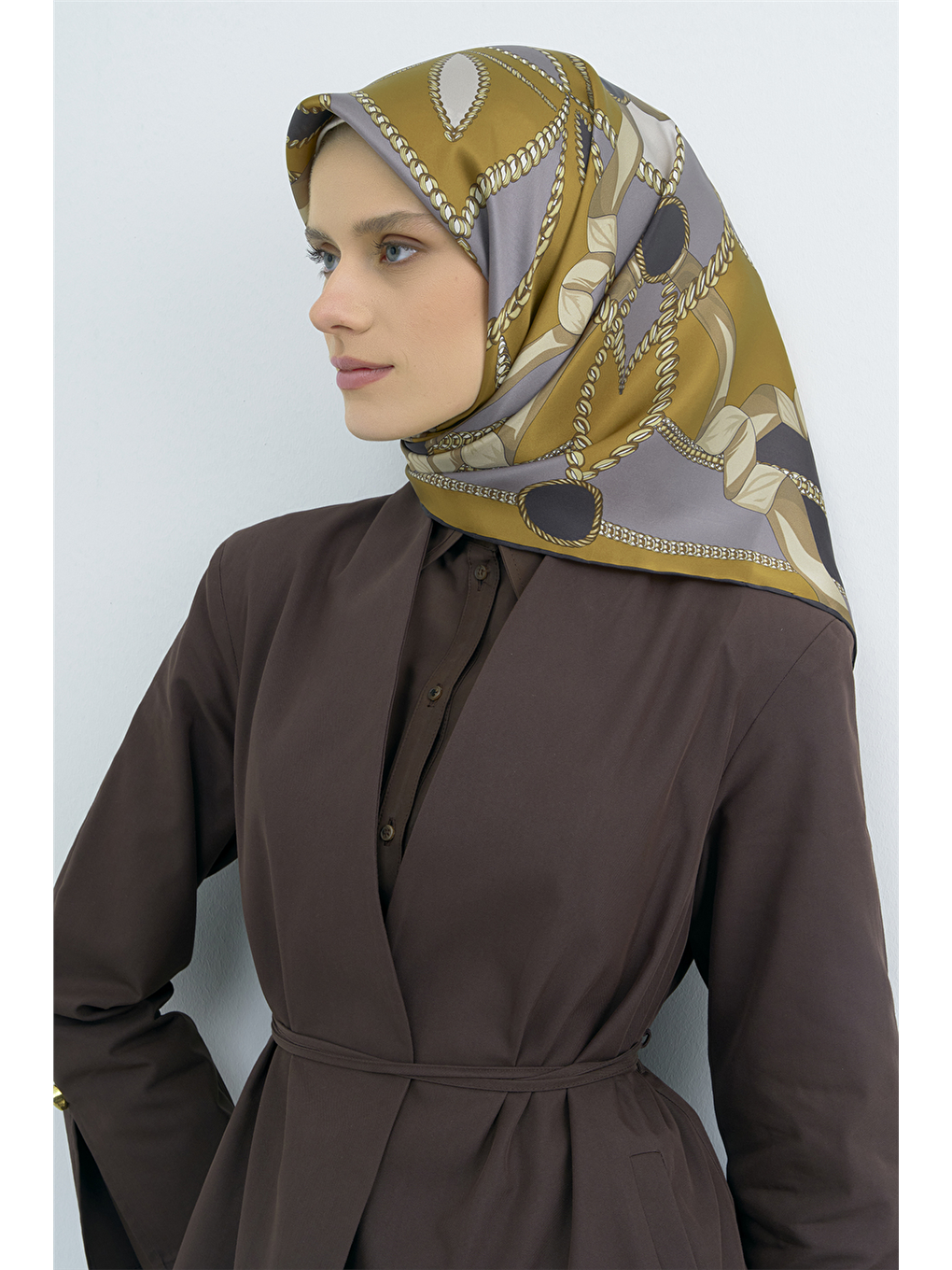 Sarı Saf İpek Twill Eşarp 9531D 33-1