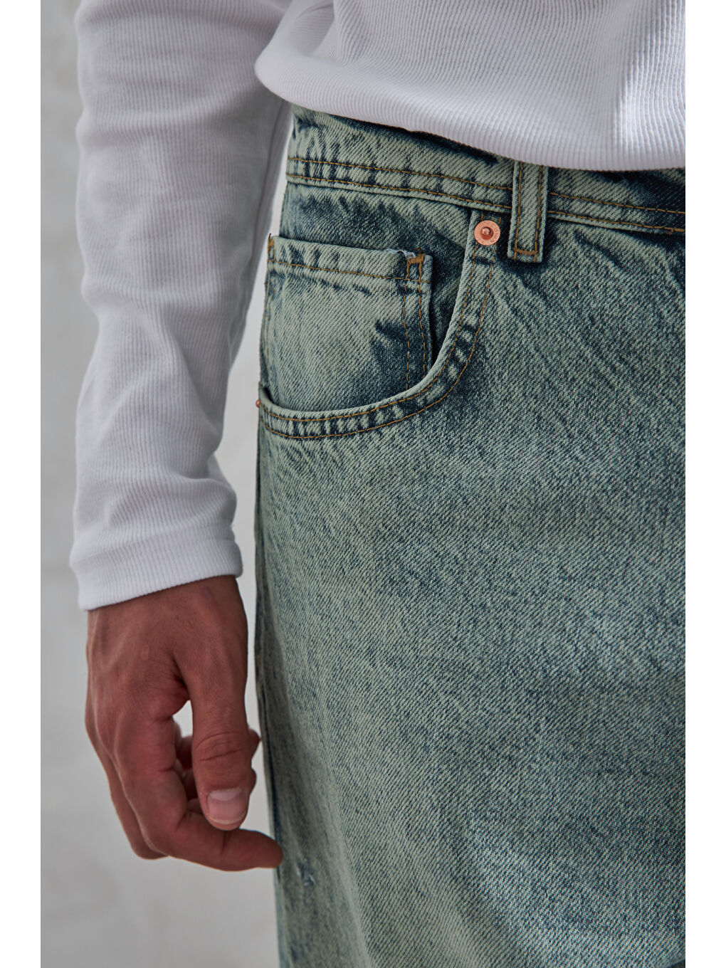 Yeşil Erkek Ekstra Baggy Jean Pantolon-6