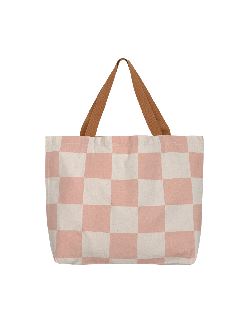Pembe Plaj Çantası GOTS Check Pattern Peach Sea Salt-1