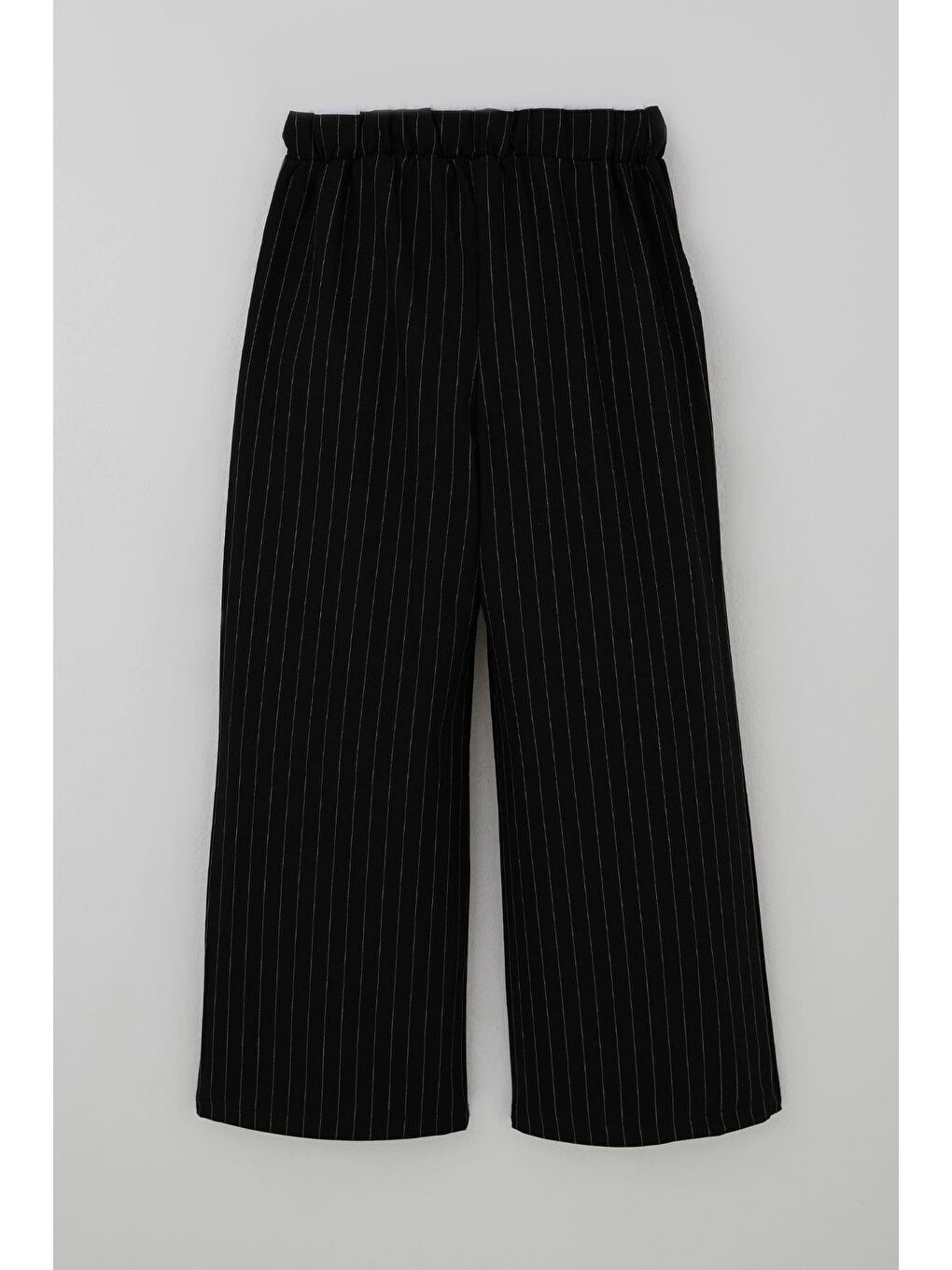Kız Çocuk Pantolon Pinstripe Çizgili Çift Bel Detaylı Siyah (8-14 Yaş)-1