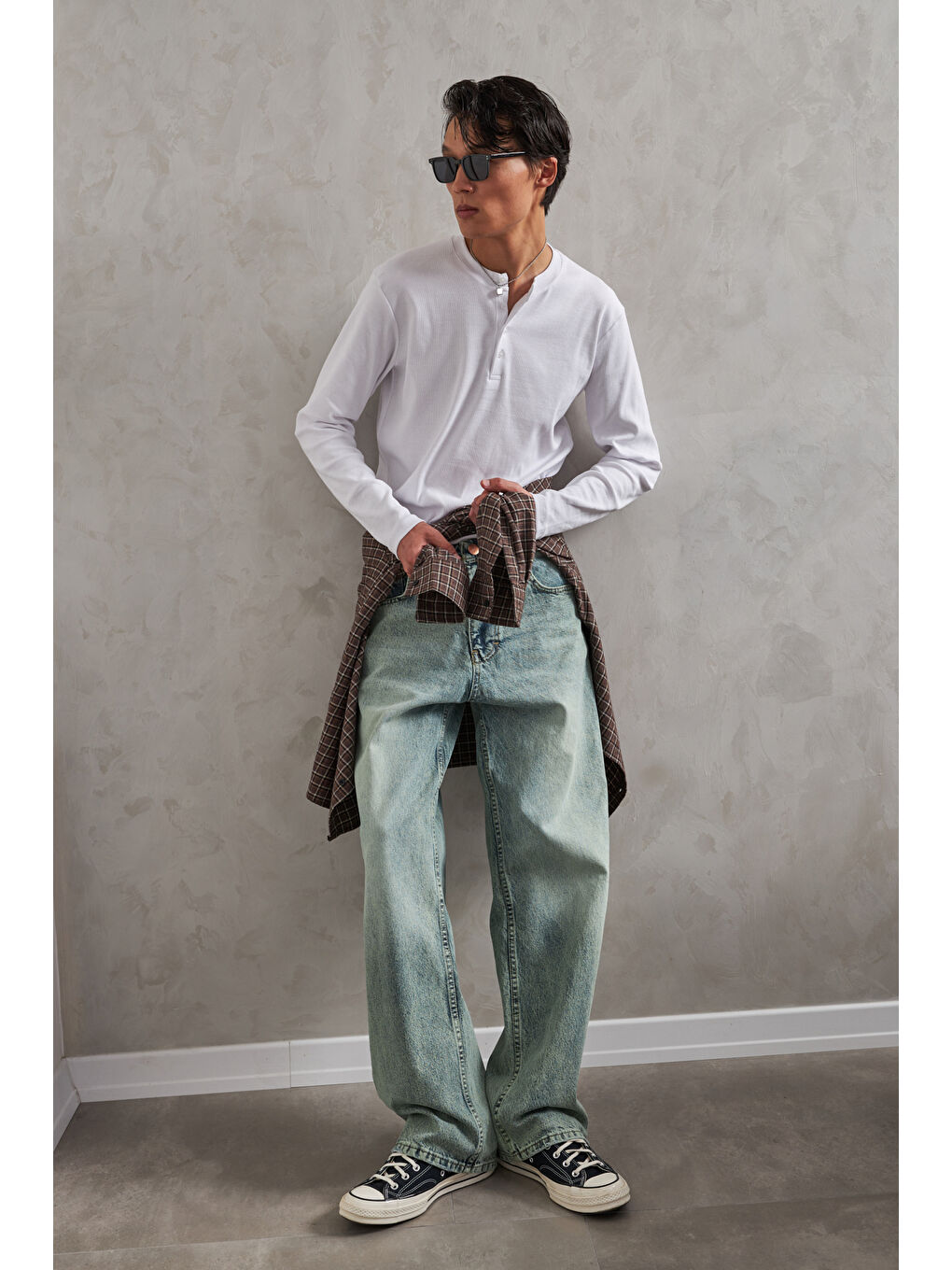 Yeşil Erkek Ekstra Baggy Jean Pantolon-7