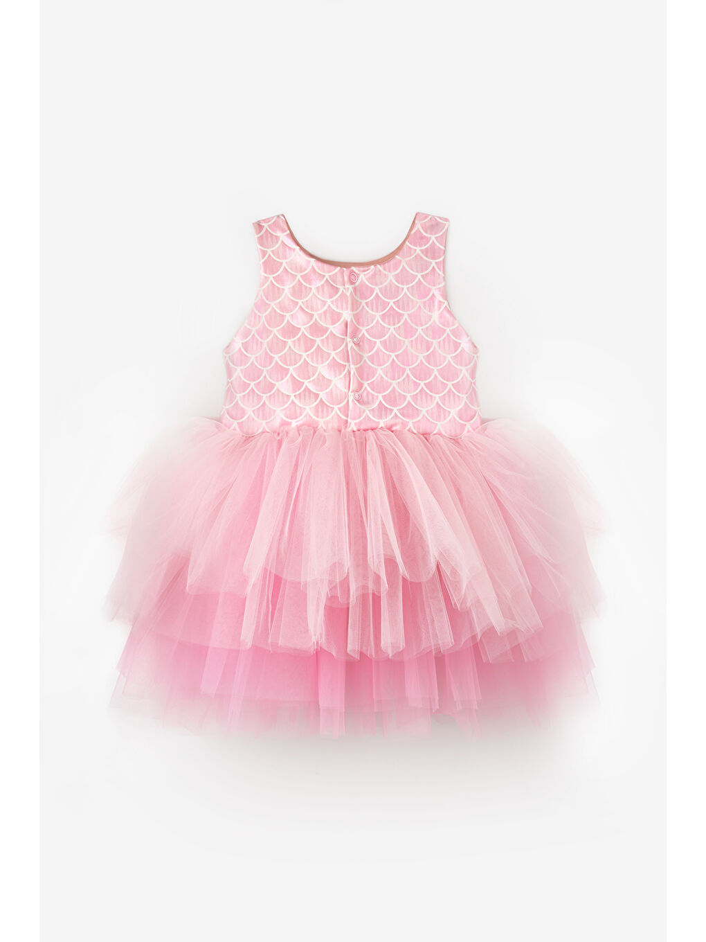 Pembe  Deniz Kızı Desenli Tül Etekli Kız Çocuk Elbise - Carey-5