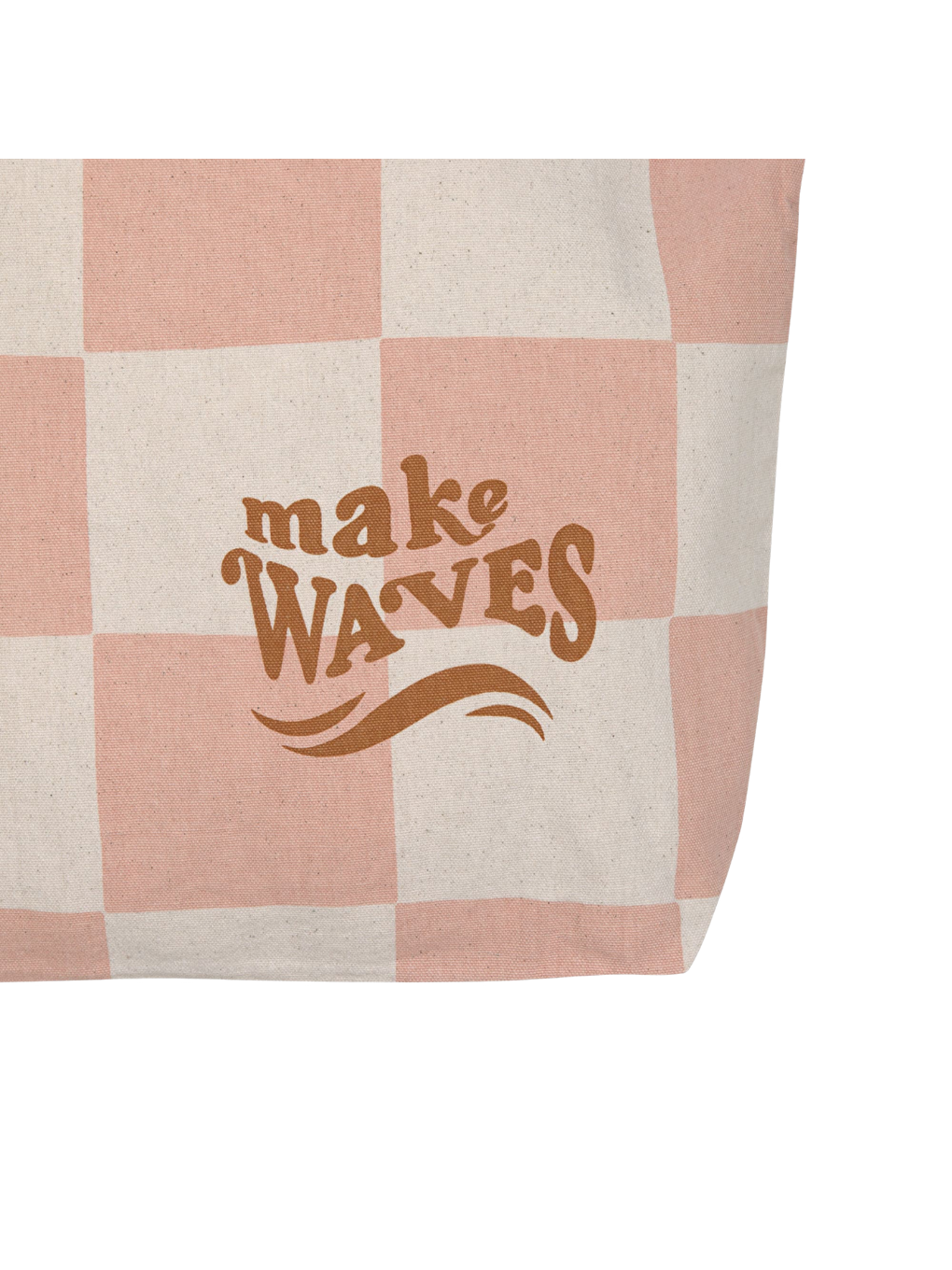 Pembe Plaj Çantası GOTS Check Pattern Peach Sea Salt-2