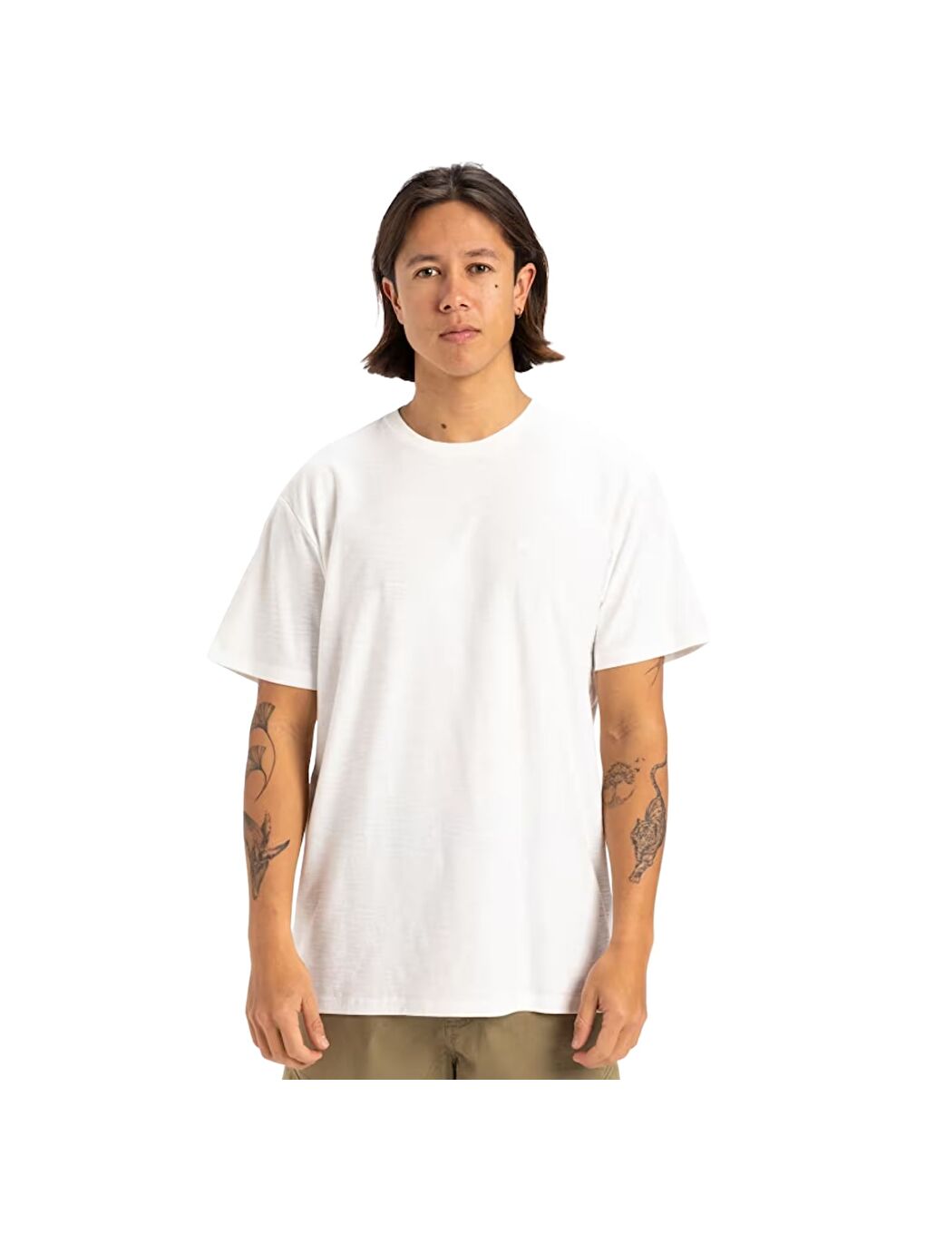 Slub Roundneck Erkek Beyaz Tişört-3