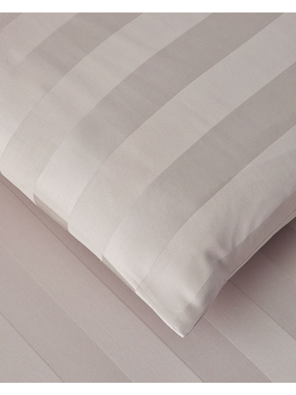 Pembe Deluxe Çizgili Pamuk Saten Çift Kişilik Nevresim Takımı 200x220 cm Gül Kurusu-3