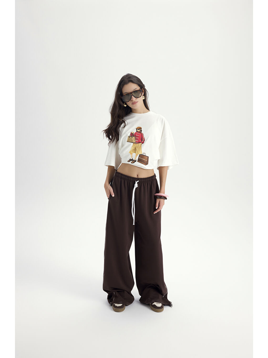 Kahverengi Arles Kahve T-Shirt Eşofman Takım-1