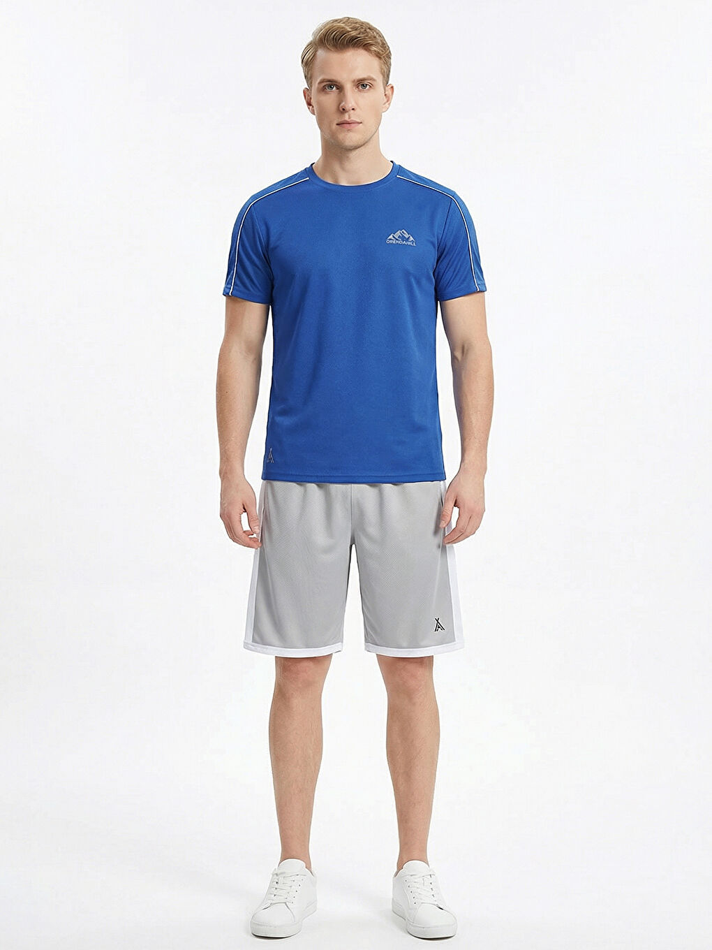 Mavi ORENDAHILL Erkek Spor Tişört Hızlı Kuruyan Esnek Regular Fit Trim Detaylı Activewear