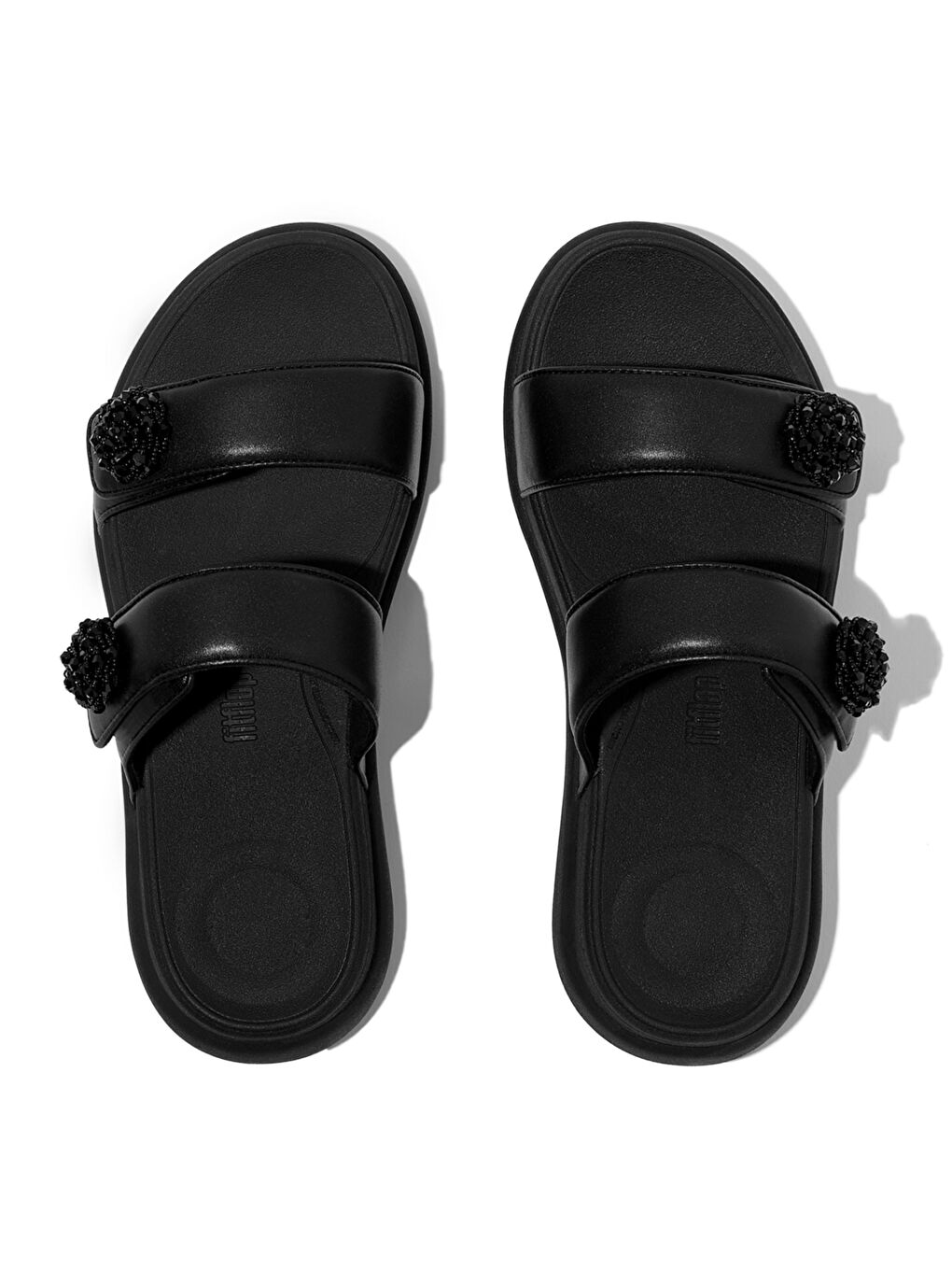 Siyah Kadın Terlik IW5-090 / 675 F-MODE GO Beadie-Button Adjustable Two-Bar Slides-3