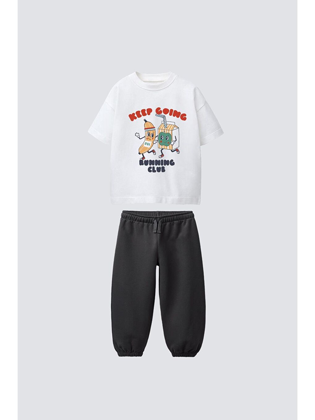 Erkek Çocuk Lacivert Baskılı Pamuklu Jogger Pantolonlu Alt Üst Takım-1