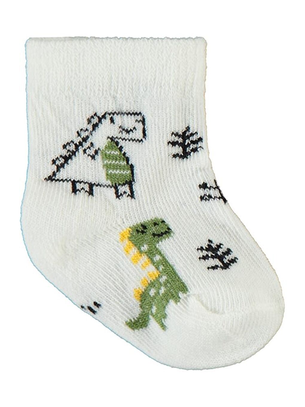 Beyaz Baby Hello Dino Desen Asetat 0-24 Ay Çorap Setleri - Standart Standart-1